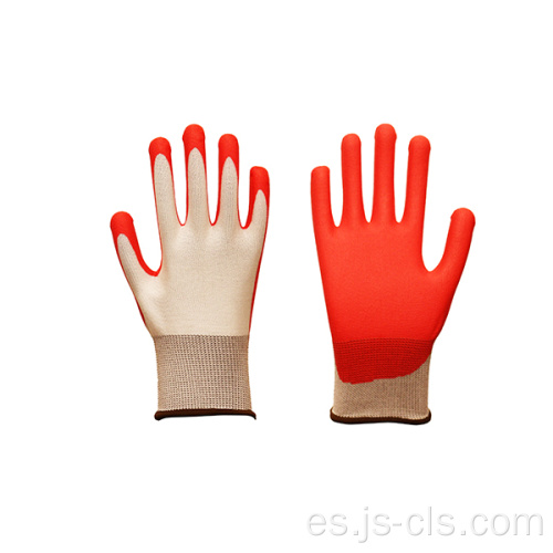 Serie PU Guantes de palma de poliéster de naranja blanca forrada